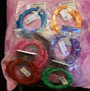 Multi-Color Bamboo Style Earrings